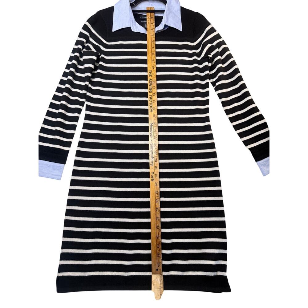 Cynthia Rowley 100% Extra Fine Merino Wool Sweater Dress Sz M Preppy Academia - Picture 6 of 10
